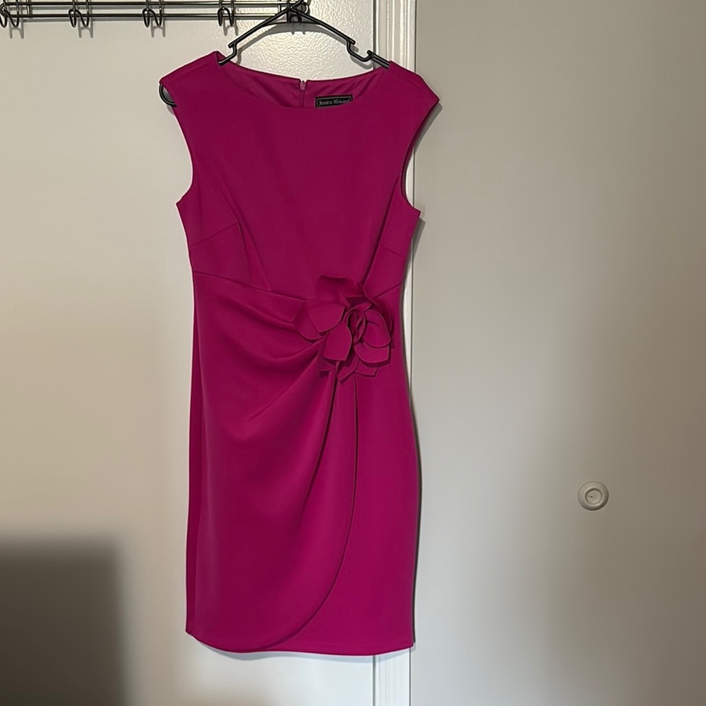 Jessica Howard Pink Ruched Sheath Midi Dress
